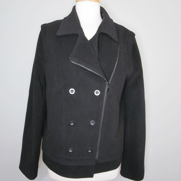 Rebecca Minkoff Brando Wool Blend Moto Jacket - Black Women Size Large - Picture 2 of 15